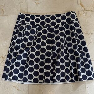 Banana Republic Navy and White Silk Blend Polka Dot Skirt